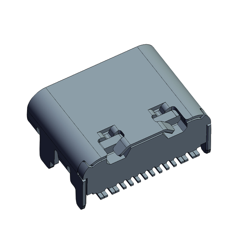 TYPE-C母座16PIN卧式四脚插板 端子SMT L=6.5MM