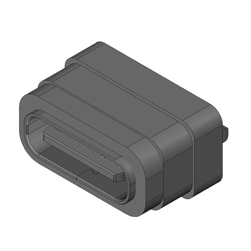 TYPE-C 6Pin立式插件防水母座 H6.8 点胶款 居中脚IPX7级