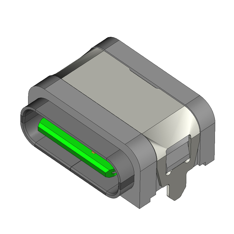 TYPE-C 6Pin卧式两脚插板防水母座 （MD款） L=7.85mm IPX6级