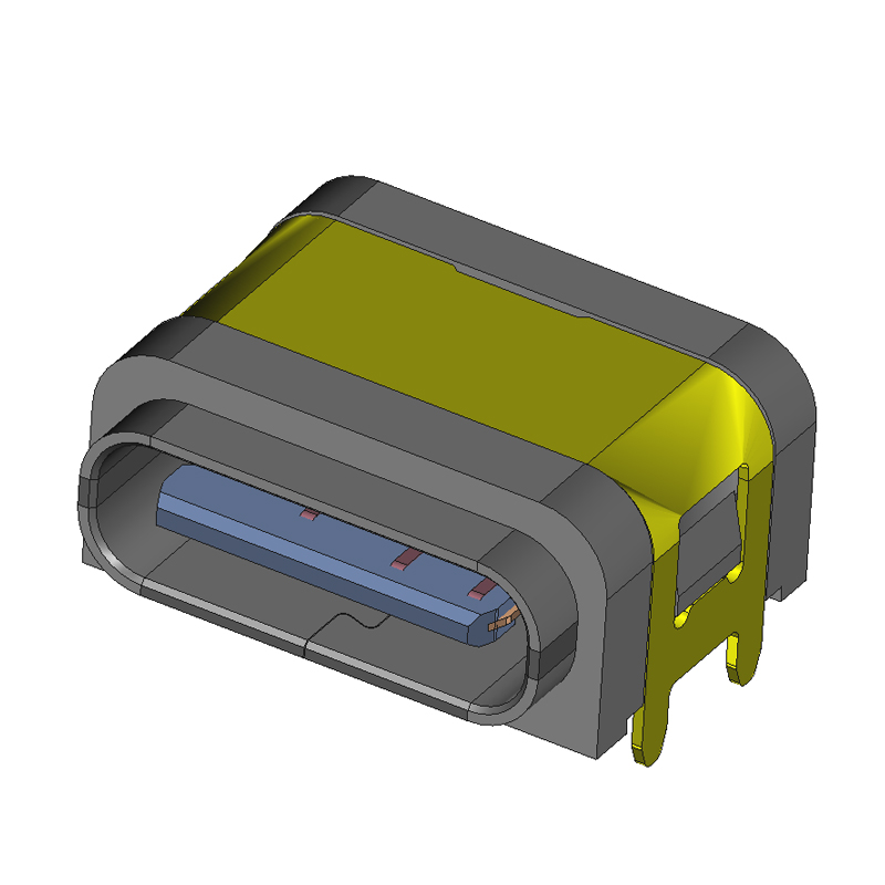 TYPE-C 6Pin SMT防水母座 L=7.85mm 四脚插板(点胶款)IPX7